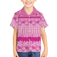 Hawaiian Hibiscus Honu Kid Hawaiian Shirt Pink Mele Kalikimaka Palaka Spirit - Polynesian Pride