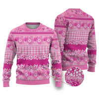 Hawaiian Hibiscus Honu Ugly Christmas Sweater Pink Mele Kalikimaka Palaka Spirit - Polynesian Pride
