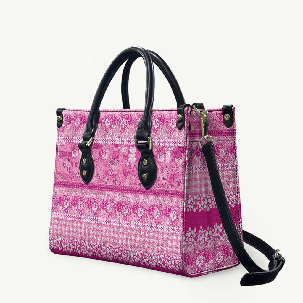 Hawaiian Hibiscus Honu Leather Bag Pink Mele Kalikimaka Palaka Spirit - Polynesian Pride