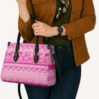 Hawaiian Hibiscus Honu Leather Bag Pink Mele Kalikimaka Palaka Spirit - Polynesian Pride