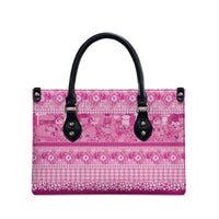 Hawaiian Hibiscus Honu Leather Bag Pink Mele Kalikimaka Palaka Spirit - Polynesian Pride