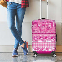 Hawaiian Hibiscus Honu Luggage Cover Pink Mele Kalikimaka Palaka Spirit - Polynesian Pride