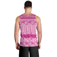 Hawaiian Hibiscus Honu Men Tank Top Pink Mele Kalikimaka Palaka Spirit - Polynesian Pride