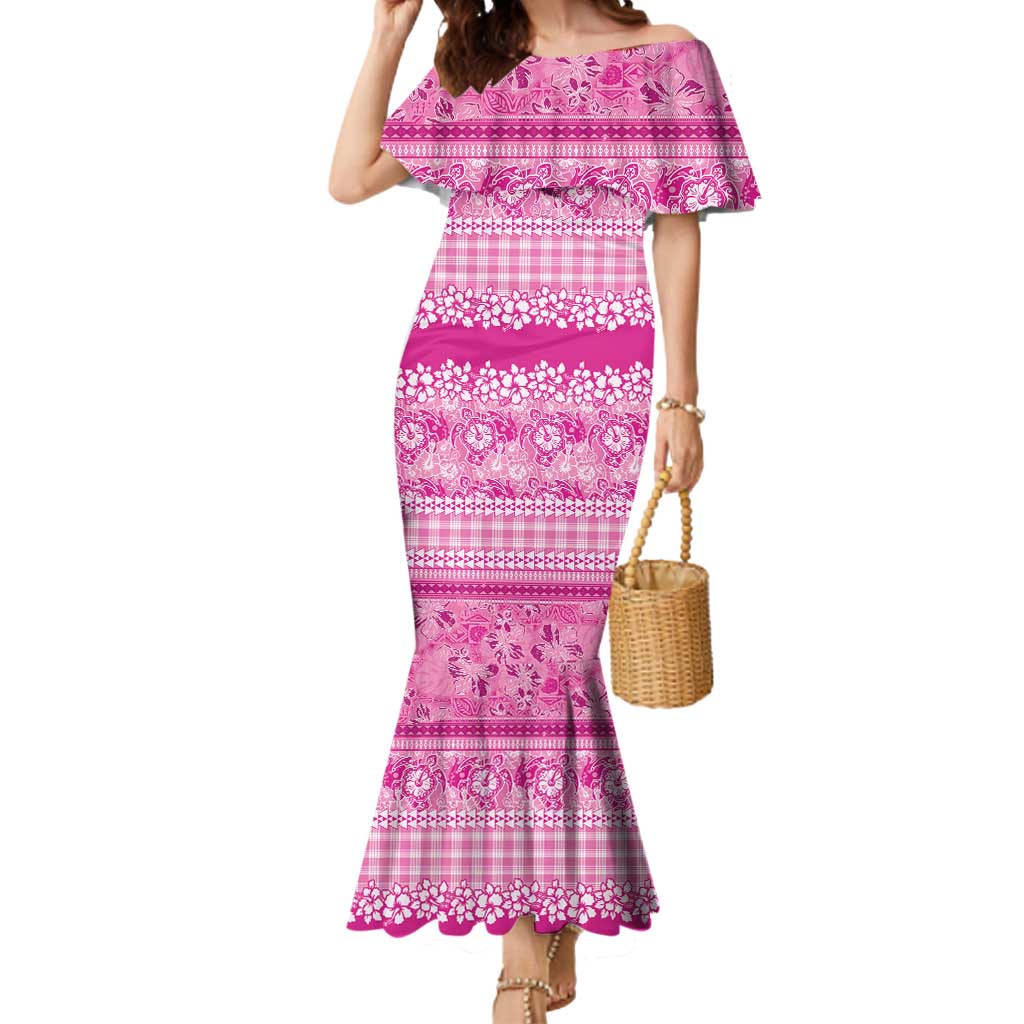 Hawaiian Hibiscus Honu Mermaid Dress Pink Mele Kalikimaka Palaka Spirit - Polynesian Pride