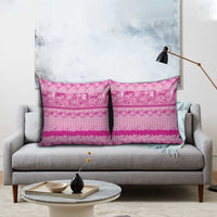 Hawaiian Hibiscus Honu Pillow Cover Pink Mele Kalikimaka Palaka Spirit - Polynesian Pride