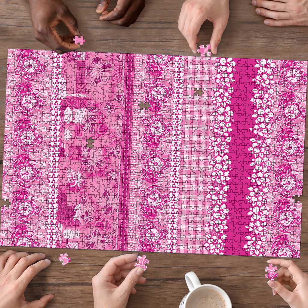 Hawaiian Hibiscus Honu Puzzle Pink Mele Kalikimaka Palaka Spirit LT9 - Polynesian Pride