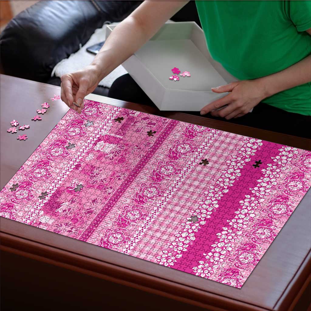 Hawaiian Hibiscus Honu Puzzle Pink Mele Kalikimaka Palaka Spirit LT9 - Polynesian Pride
