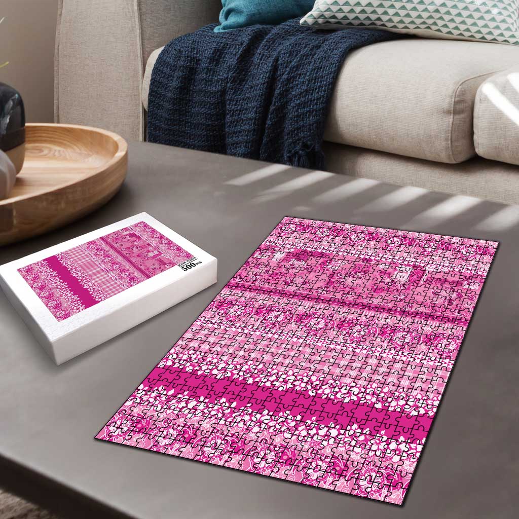 Hawaiian Hibiscus Honu Puzzle Pink Mele Kalikimaka Palaka Spirit LT9 - Polynesian Pride