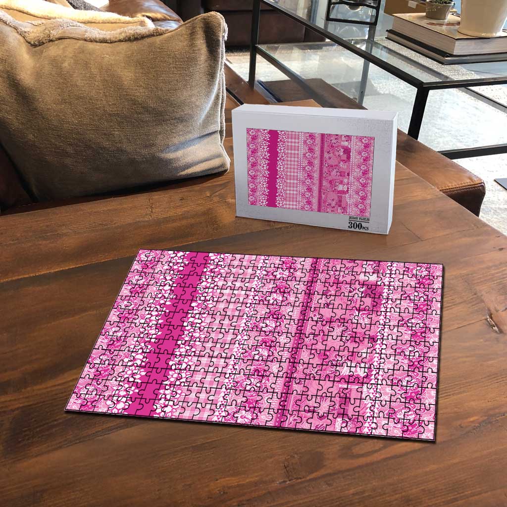 Hawaiian Hibiscus Honu Puzzle Pink Mele Kalikimaka Palaka Spirit LT9 - Polynesian Pride