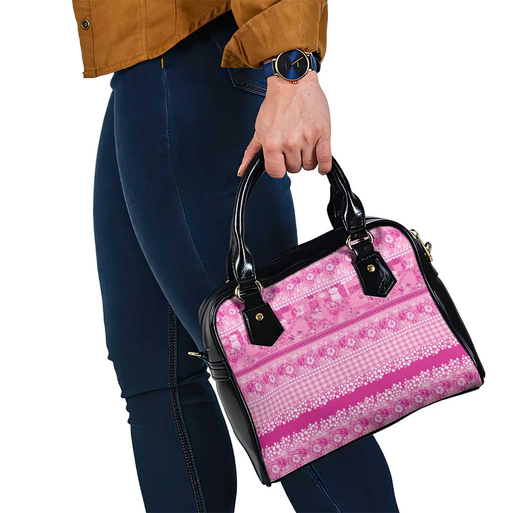 Hawaiian Hibiscus Honu Shoulder Handbag Pink Mele Kalikimaka Palaka Spirit - Polynesian Pride