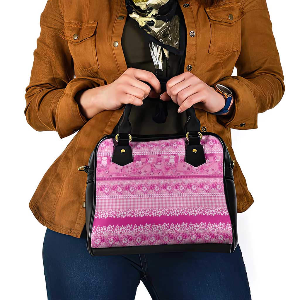 Hawaiian Hibiscus Honu Shoulder Handbag Pink Mele Kalikimaka Palaka Spirit - Polynesian Pride