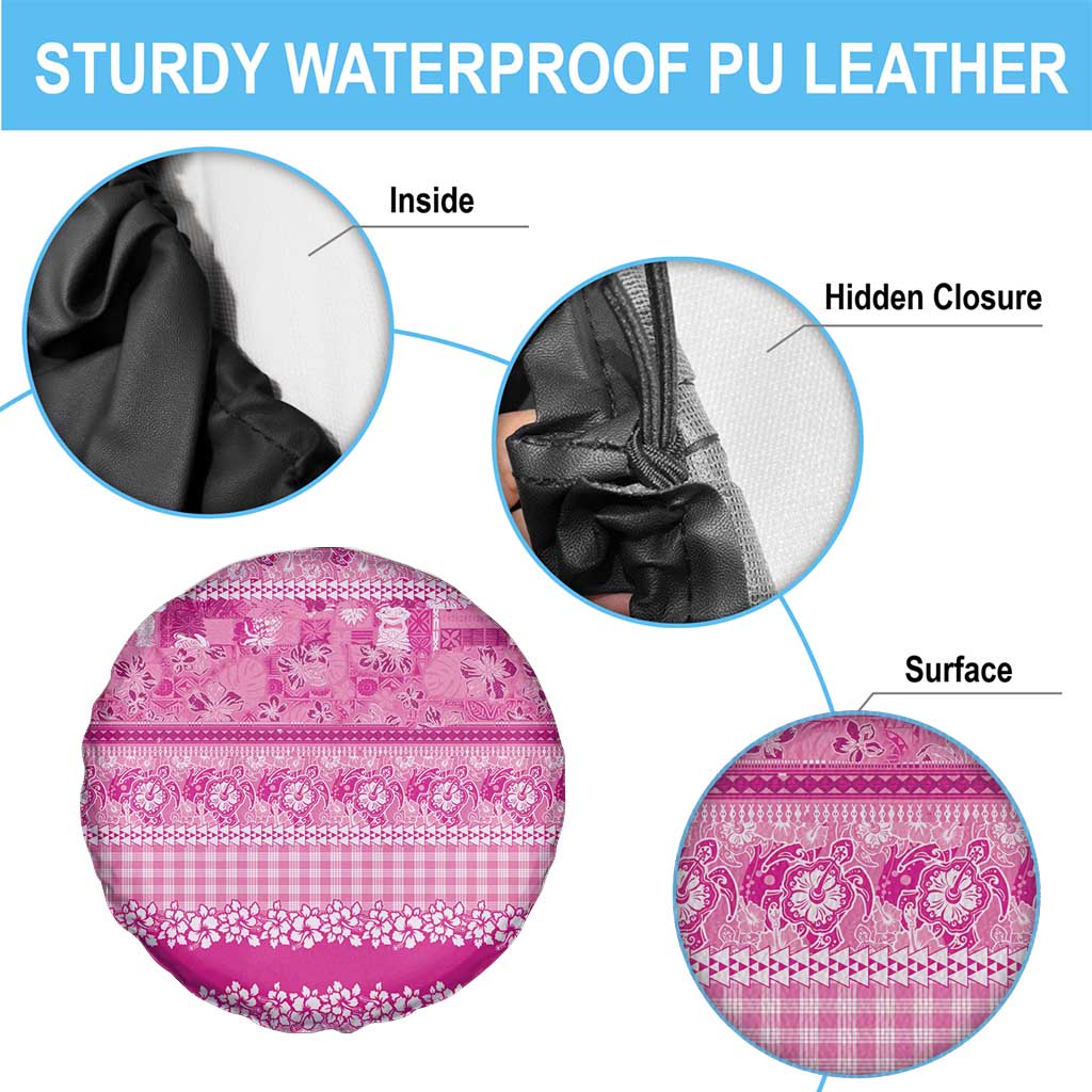 Hawaiian Hibiscus Honu Spare Tire Cover Pink Mele Kalikimaka Palaka Spirit - Polynesian Pride
