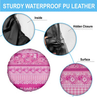 Hawaiian Hibiscus Honu Spare Tire Cover Pink Mele Kalikimaka Palaka Spirit - Polynesian Pride