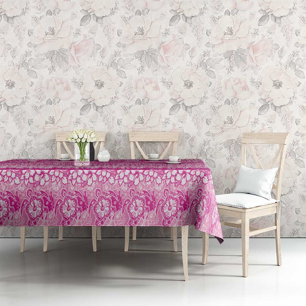 Hawaiian Hibiscus Honu Tablecloth Pink Mele Kalikimaka Palaka Spirit - Polynesian Pride