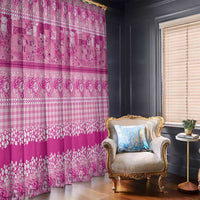Hawaiian Hibiscus Honu Window Curtain Pink Mele Kalikimaka Palaka Spirit - Polynesian Pride