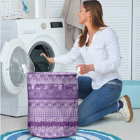 Hawaiian Hibiscus Honu Laundry Basket Purple Mele Kalikimaka Palaka Spirit LT9 - Polynesian Pride