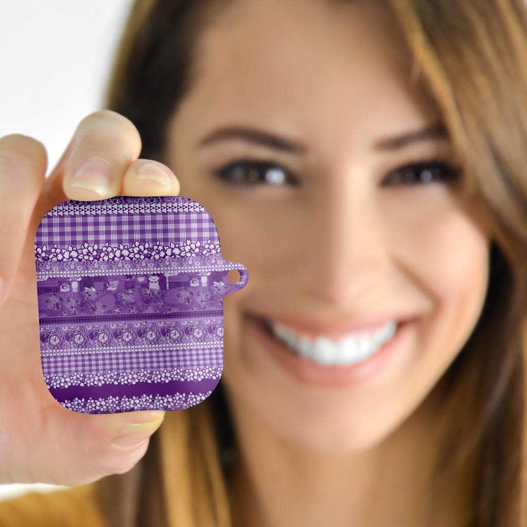 Hawaiian Hibiscus Honu AirPods Case Purple Mele Kalikimaka Palaka Spirit - Polynesian Pride