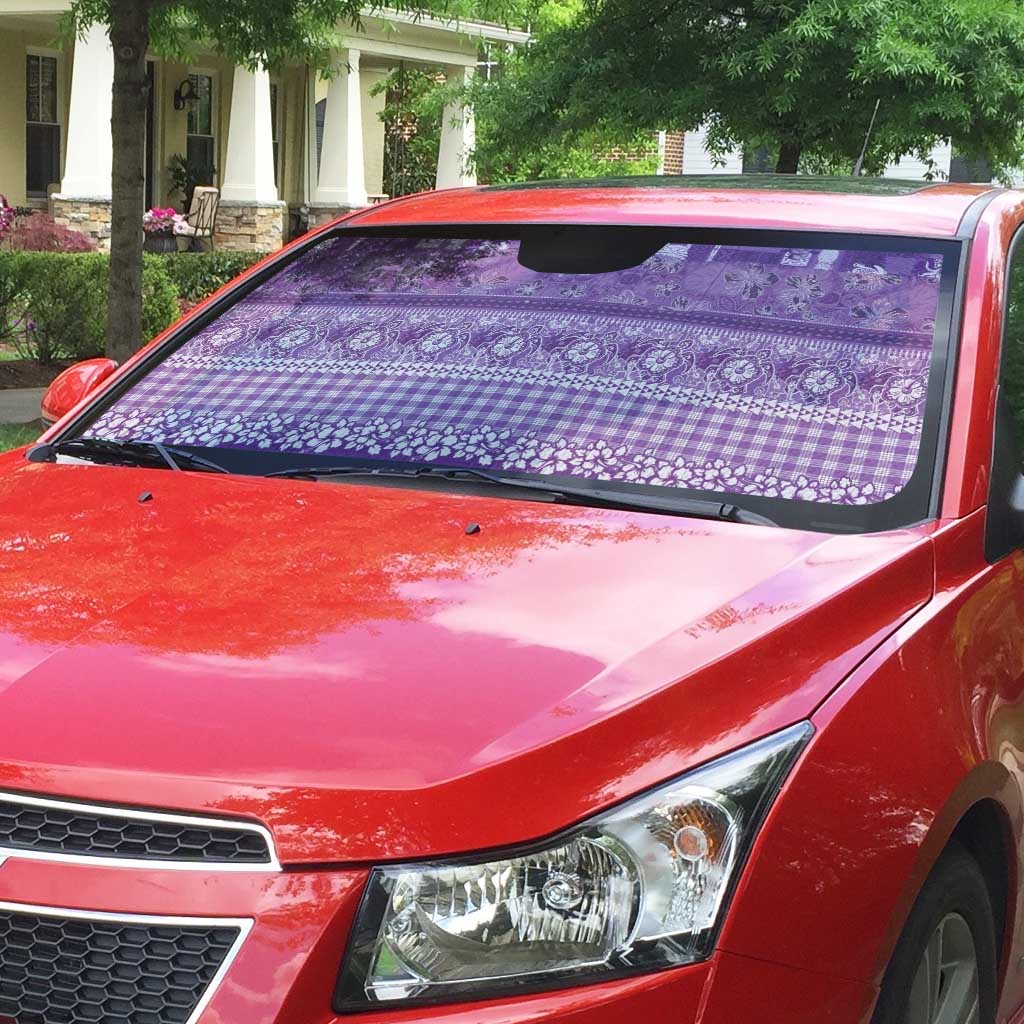 Hawaiian Hibiscus Honu Auto Sun Shade Purple Mele Kalikimaka Palaka Spirit - Polynesian Pride