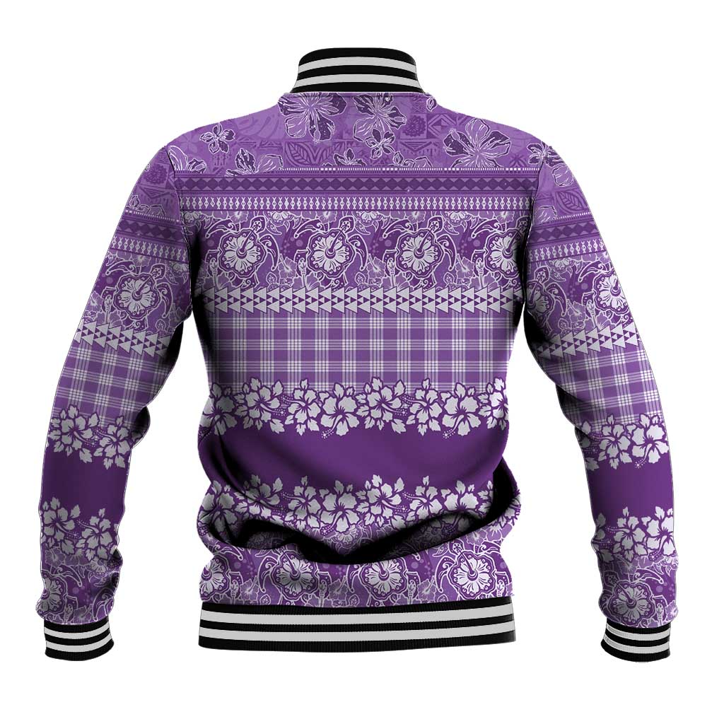 Hawaiian Hibiscus Honu Baseball Jacket Purple Mele Kalikimaka Palaka Spirit - Polynesian Pride