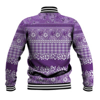 Hawaiian Hibiscus Honu Baseball Jacket Purple Mele Kalikimaka Palaka Spirit - Polynesian Pride