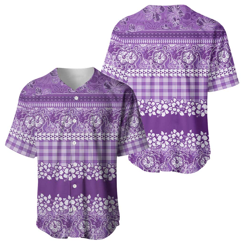 Hawaiian Hibiscus Honu Baseball Jersey Purple Mele Kalikimaka Palaka Spirit - Polynesian Pride