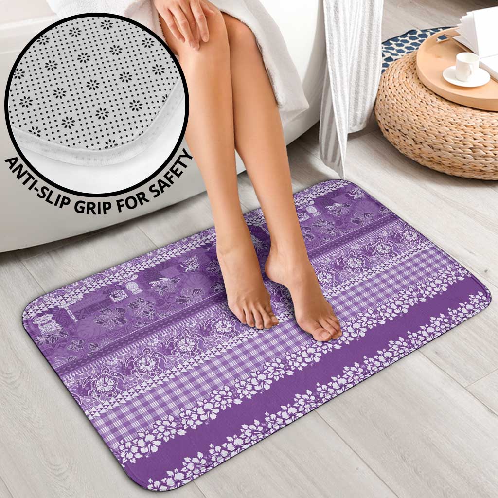 Hawaiian Hibiscus Honu Bathroom Set Purple Mele Kalikimaka Palaka Spirit - Polynesian Pride