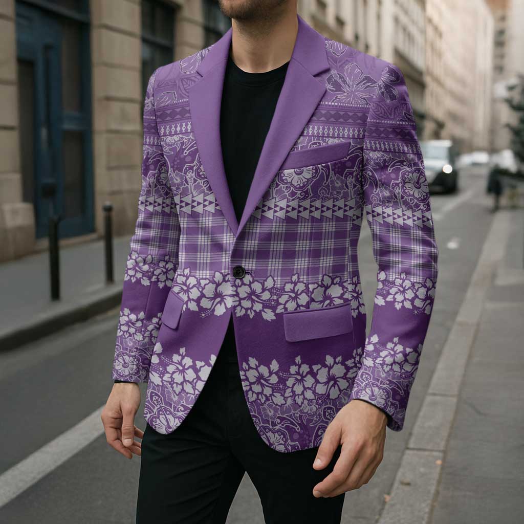 Hawaiian Hibiscus Honu Blazer Purple Mele Kalikimaka Palaka Spirit - Polynesian Pride