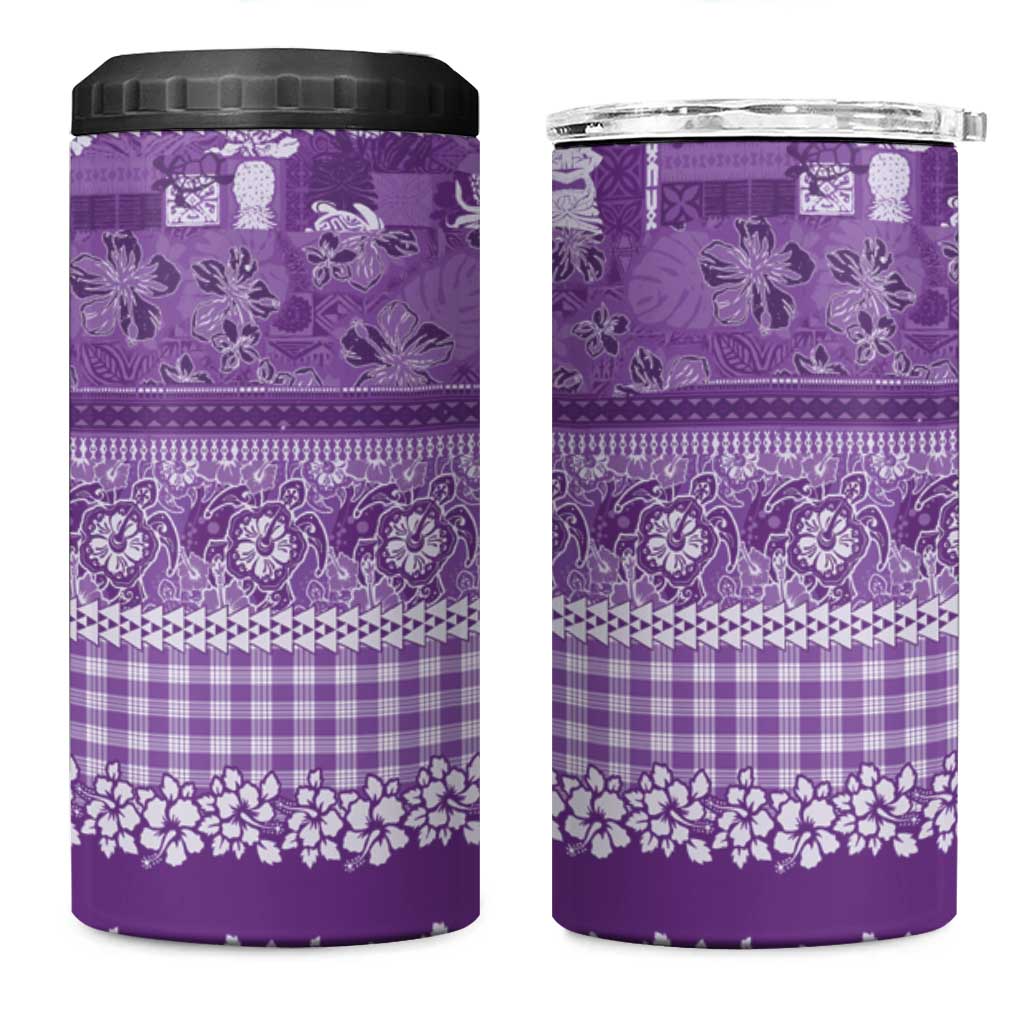 Hawaiian Hibiscus Honu 4 in 1 Can Cooler Tumbler Purple Mele Kalikimaka Palaka Spirit LT9 One Size: 16 oz Purple - Polynesian Pride
