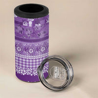 Hawaiian Hibiscus Honu 4 in 1 Can Cooler Tumbler Purple Mele Kalikimaka Palaka Spirit LT9 - Polynesian Pride
