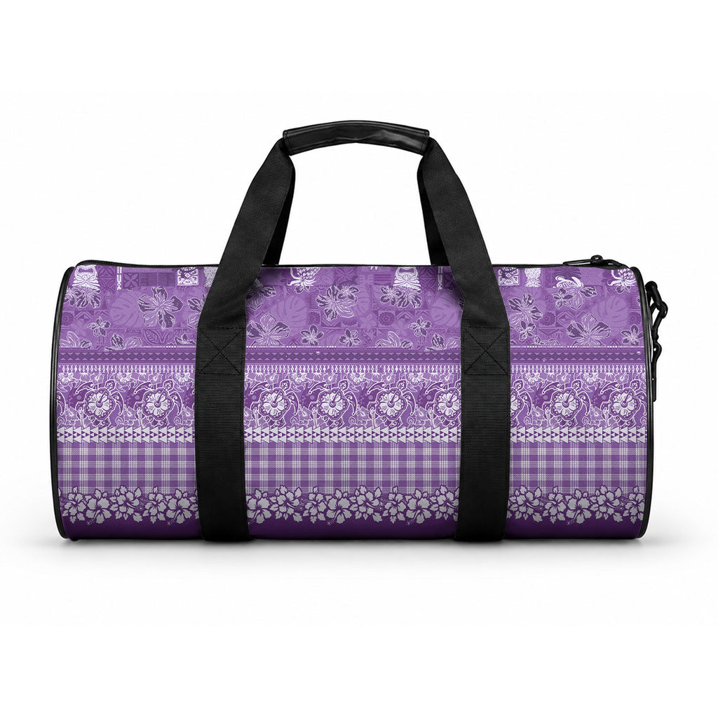 Hawaiian Hibiscus Honu Duffle Bag Purple Mele Kalikimaka Palaka Spirit LT9 One size Purple - Polynesian Pride