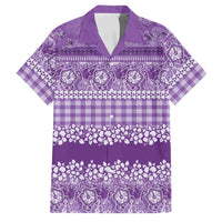 Hawaiian Hibiscus Honu Family Matching Long Sleeve Bodycon Dress and Hawaiian Shirt Purple Mele Kalikimaka Palaka Spirit LT9 Dad's Shirt - Short Sleeve Purple - Polynesian Pride