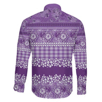 Hawaiian Hibiscus Honu Family Matching Long Sleeve Bodycon Dress and Hawaiian Shirt Purple Mele Kalikimaka Palaka Spirit LT9 - Polynesian Pride