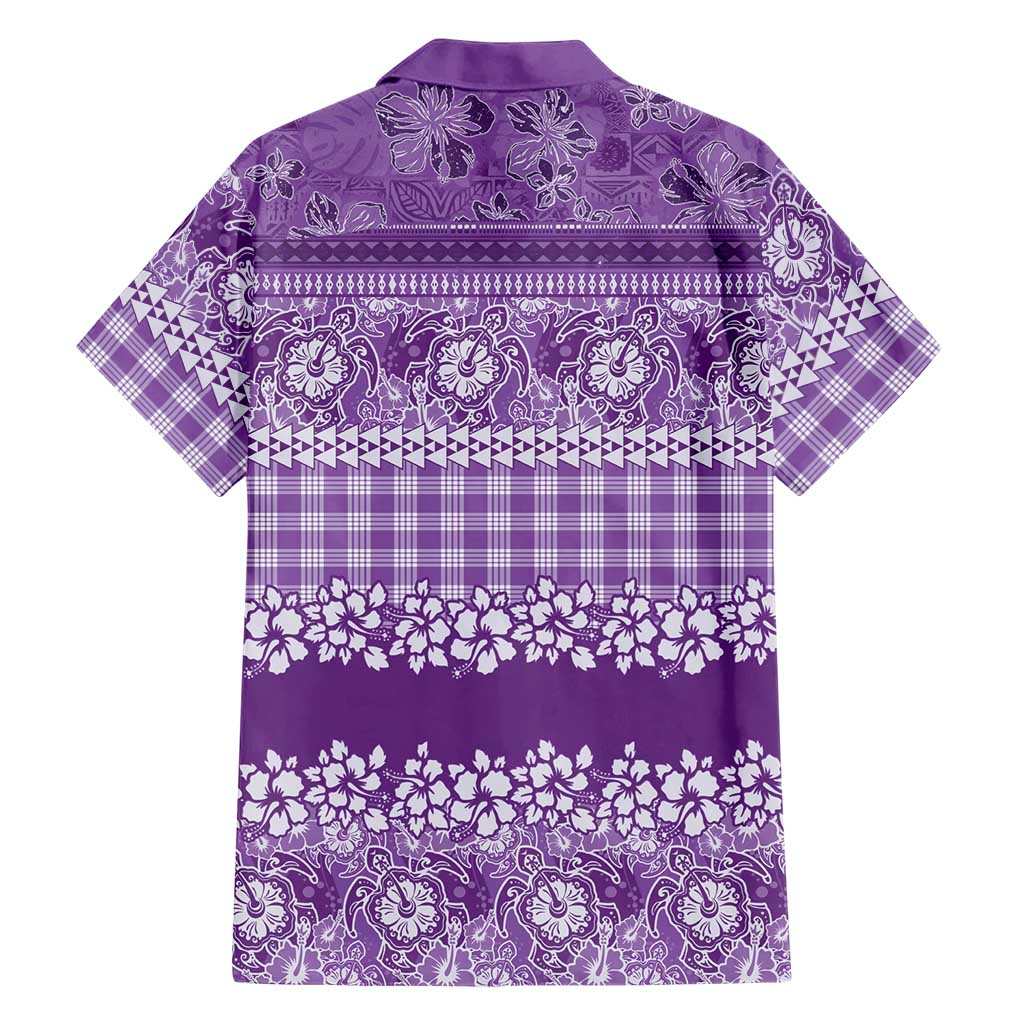 Hawaiian Hibiscus Honu Family Matching Off The Shoulder Long Sleeve Dress and Hawaiian Shirt Purple Mele Kalikimaka Palaka Spirit LT9 - Polynesian Pride