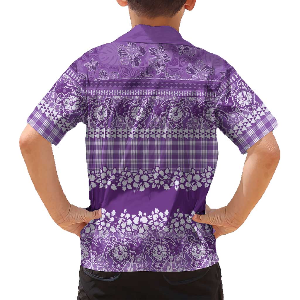 Hawaiian Hibiscus Honu Family Matching Off Shoulder Maxi Dress and Hawaiian Shirt Purple Mele Kalikimaka Palaka Spirit LT9 - Polynesian Pride