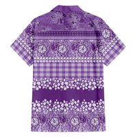 Hawaiian Hibiscus Honu Family Matching Short Sleeve Bodycon Dress and Hawaiian Shirt Purple Mele Kalikimaka Palaka Spirit LT9 - Polynesian Pride