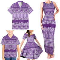 Hawaiian Hibiscus Honu Family Matching Tank Maxi Dress and Hawaiian Shirt Purple Mele Kalikimaka Palaka Spirit LT9 - Polynesian Pride