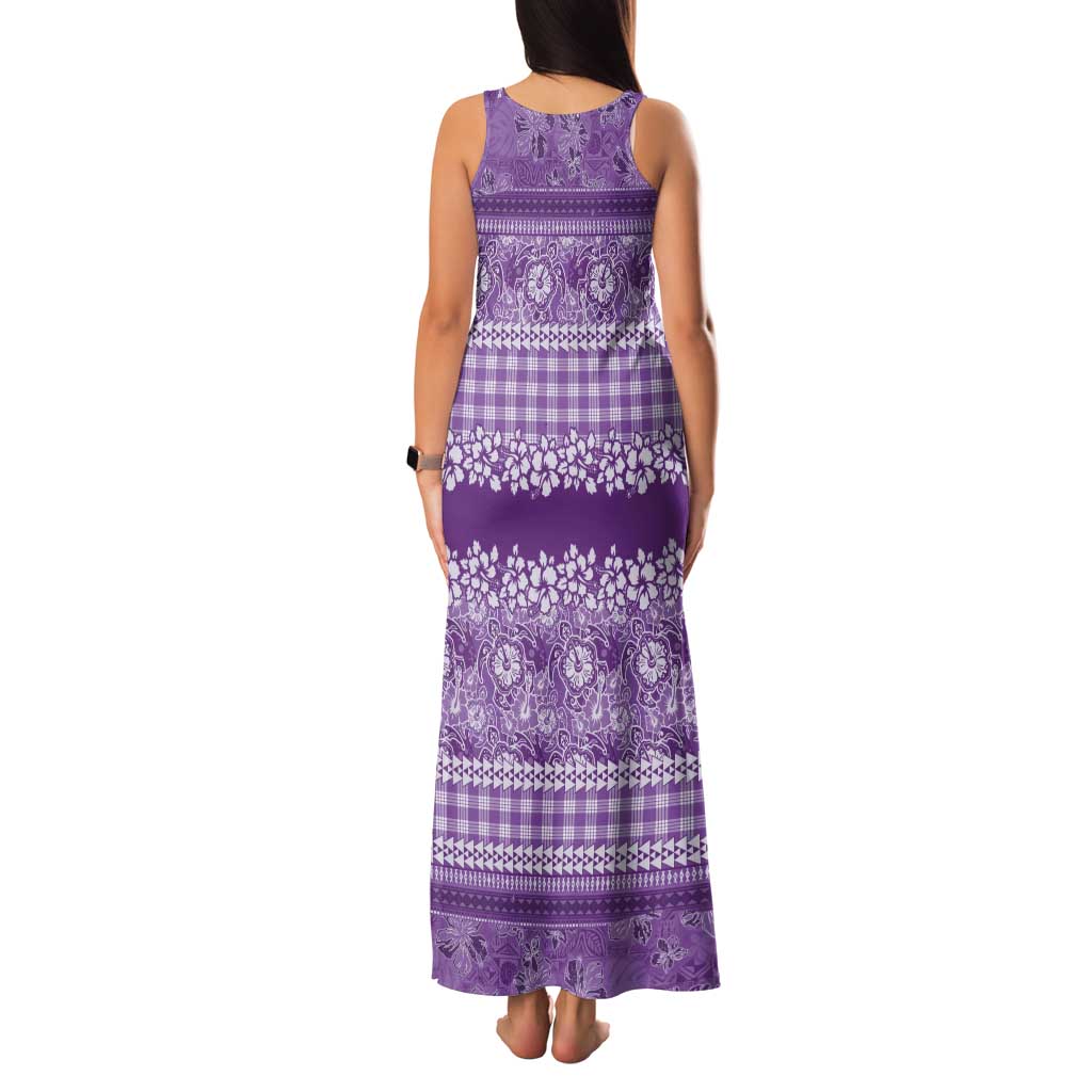 Hawaiian Hibiscus Honu Family Matching Tank Maxi Dress and Hawaiian Shirt Purple Mele Kalikimaka Palaka Spirit LT9 - Polynesian Pride