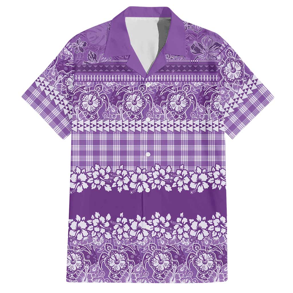 Hawaiian Hibiscus Honu Hawaiian Shirt Purple Mele Kalikimaka Palaka Spirit - Polynesian Pride