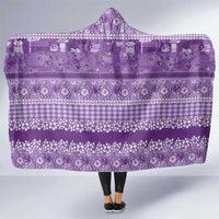 Hawaiian Hibiscus Honu Hooded Blanket Purple Mele Kalikimaka Palaka Spirit LT9 One Size Purple - Polynesian Pride