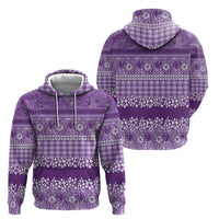 Hawaiian Hibiscus Honu Hoodie Purple Mele Kalikimaka Palaka Spirit - Polynesian Pride