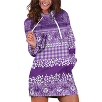 Hawaiian Hibiscus Honu Hoodie Dress Purple Mele Kalikimaka Palaka Spirit LT9 Purple - Polynesian Pride