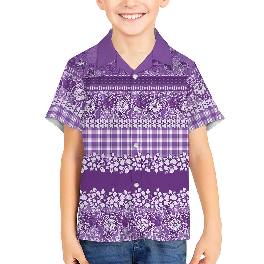 Hawaiian Hibiscus Honu Kid Hawaiian Shirt Purple Mele Kalikimaka Palaka Spirit - Polynesian Pride