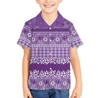 Hawaiian Hibiscus Honu Kid Hawaiian Shirt Purple Mele Kalikimaka Palaka Spirit - Polynesian Pride