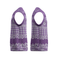 Hawaiian Hibiscus Honu Christmas Knitted V-Neck Vest Purple Mele Kalikimaka Palaka Spirit - Polynesian Pride