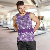 Hawaiian Hibiscus Honu Men Tank Top Purple Mele Kalikimaka Palaka Spirit - Polynesian Pride