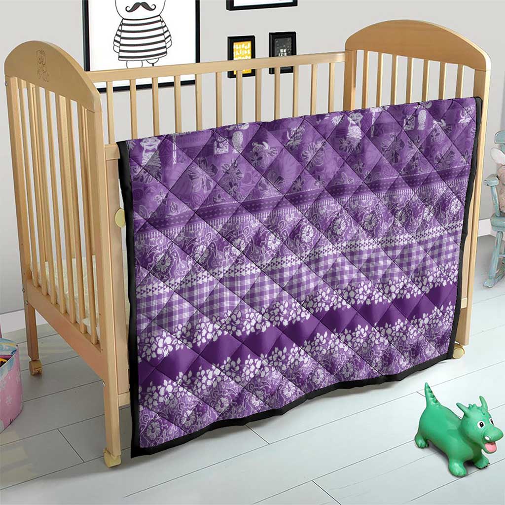 Hawaiian Hibiscus Honu Quilt Purple Mele Kalikimaka Palaka Spirit - Polynesian Pride