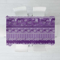 Hawaiian Hibiscus Honu Tablecloth Purple Mele Kalikimaka Palaka Spirit LT9 Purple - Polynesian Pride