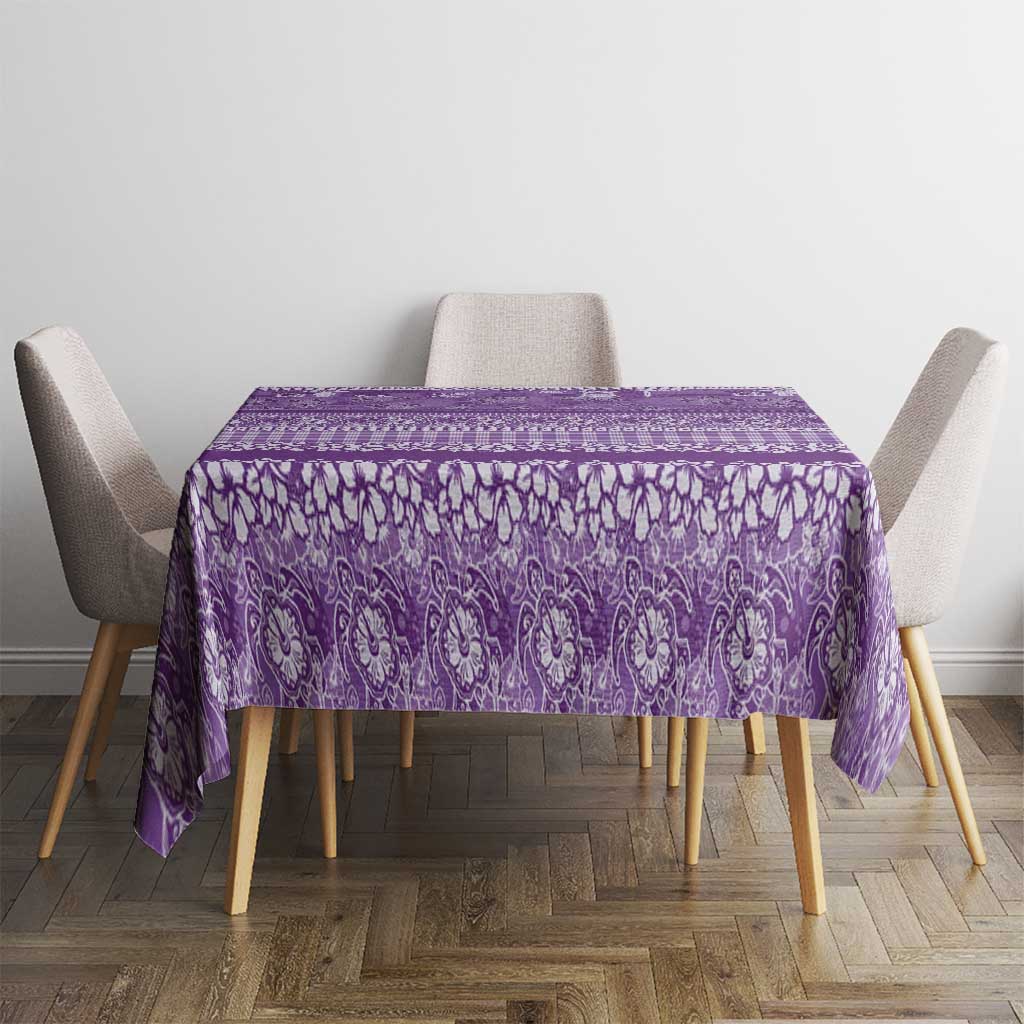 Hawaiian Hibiscus Honu Tablecloth Purple Mele Kalikimaka Palaka Spirit LT9 - Polynesian Pride