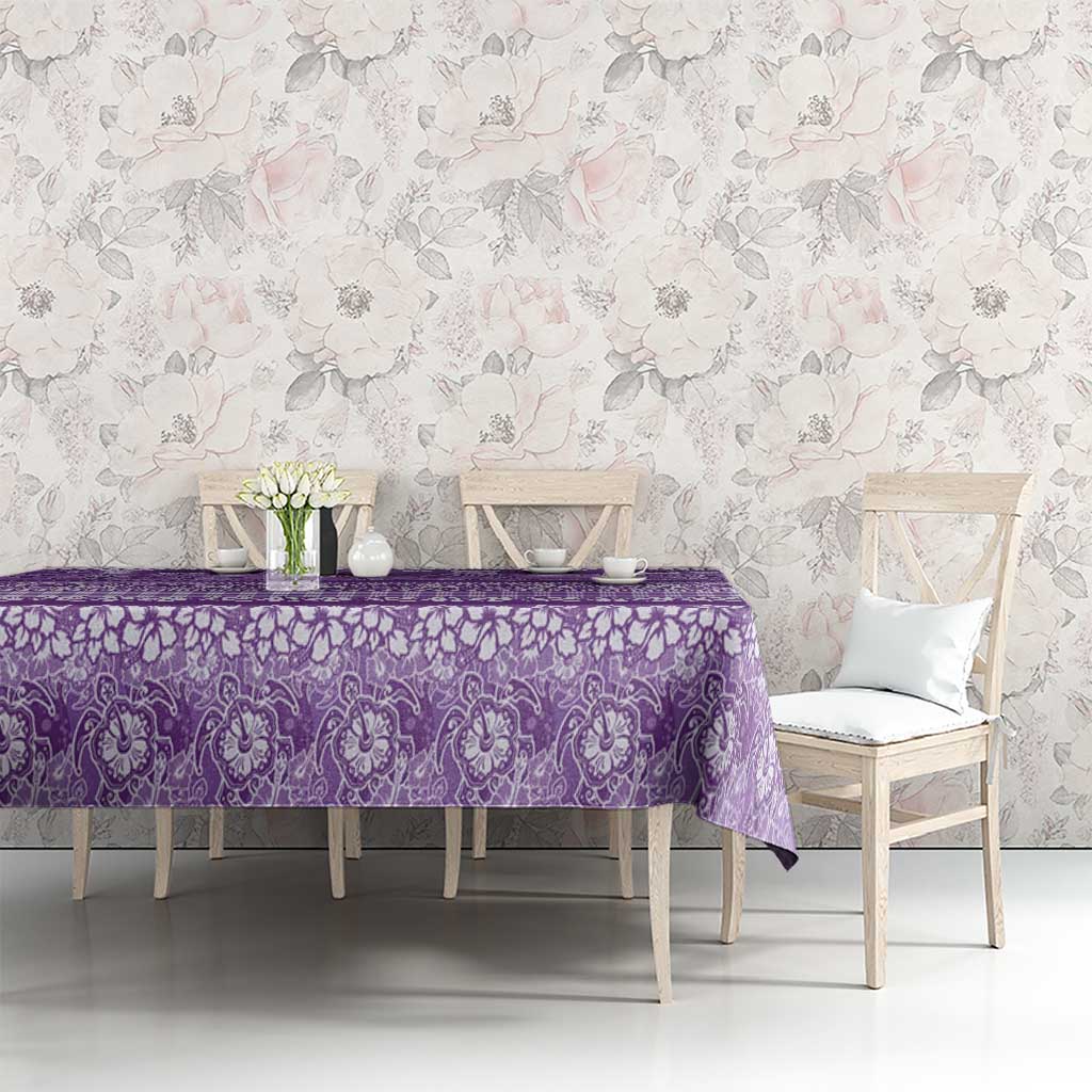 Hawaiian Hibiscus Honu Tablecloth Purple Mele Kalikimaka Palaka Spirit LT9 - Polynesian Pride