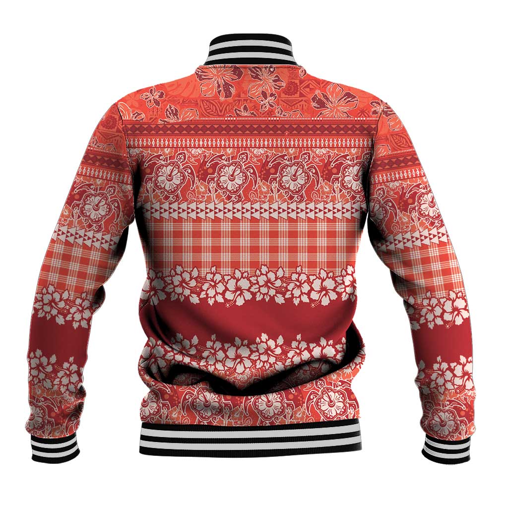 Hawaiian Hibiscus Honu Baseball Jacket Red Mele Kalikimaka Palaka Spirit - Polynesian Pride